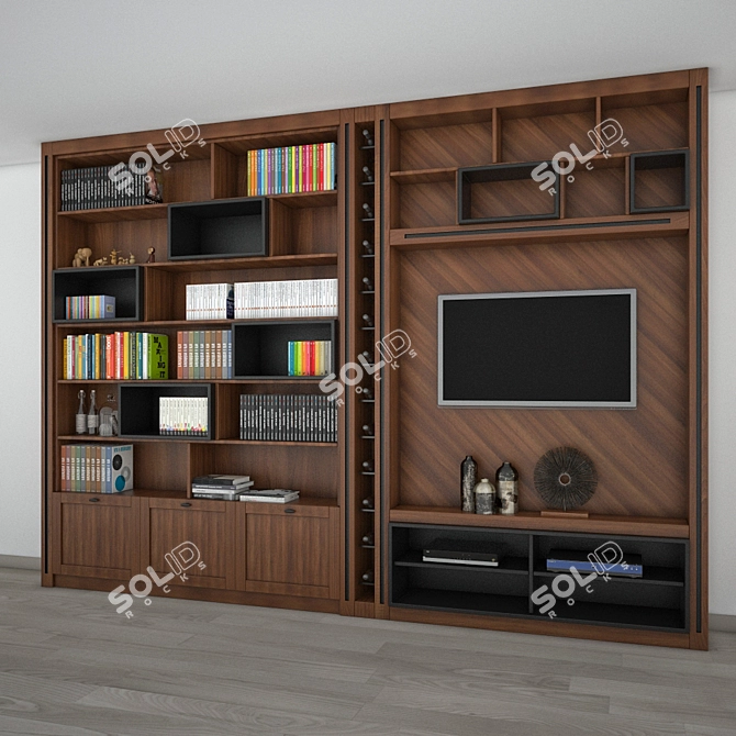 3D MAX TV Unit with Materials 3D model image 1