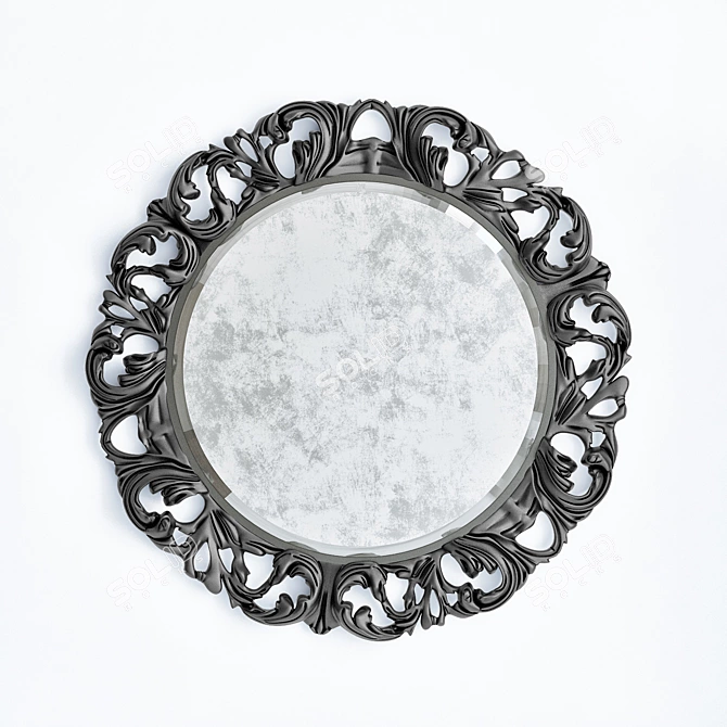 Elegant Carved Mirror 3D model image 1