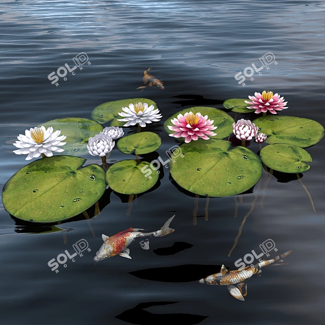 Floating Waterlily Elegance 3D model image 1