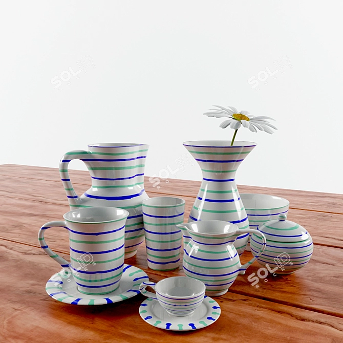 Elegant Traunsee Ceramic Set 3D model image 1