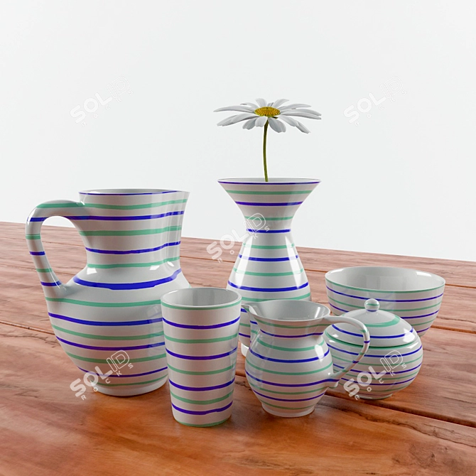 Elegant Traunsee Ceramic Set 3D model image 2