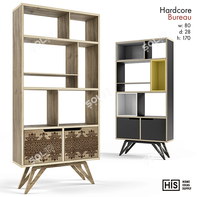 Hardcore Bureau: Unique Plywood Design 3D model image 1