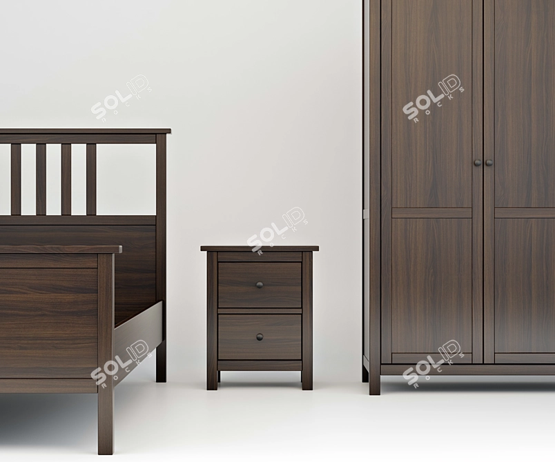 Hemnes Bedframe & Bedroom Storage 3D model image 2