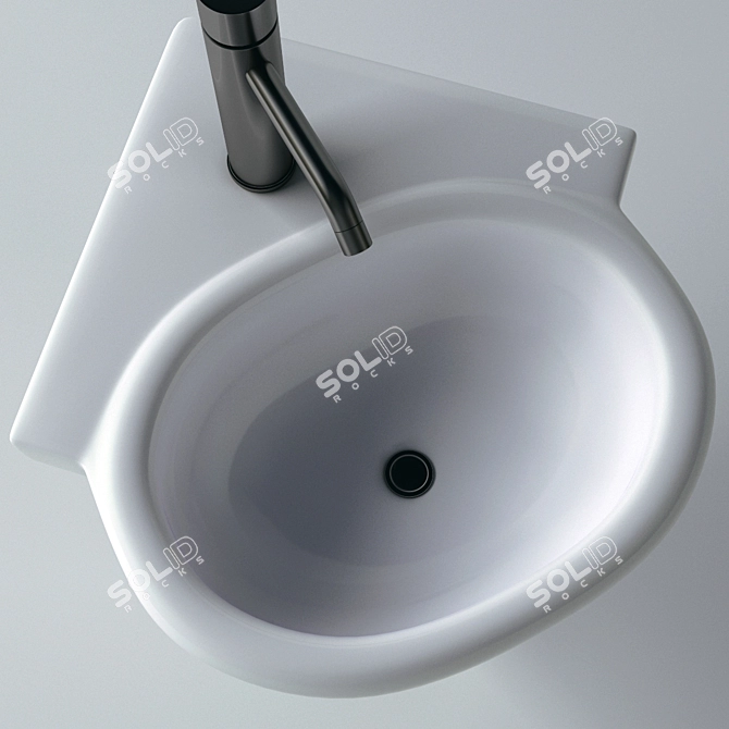 Compact Square Wash Basin - 35x35cm 3D model image 1