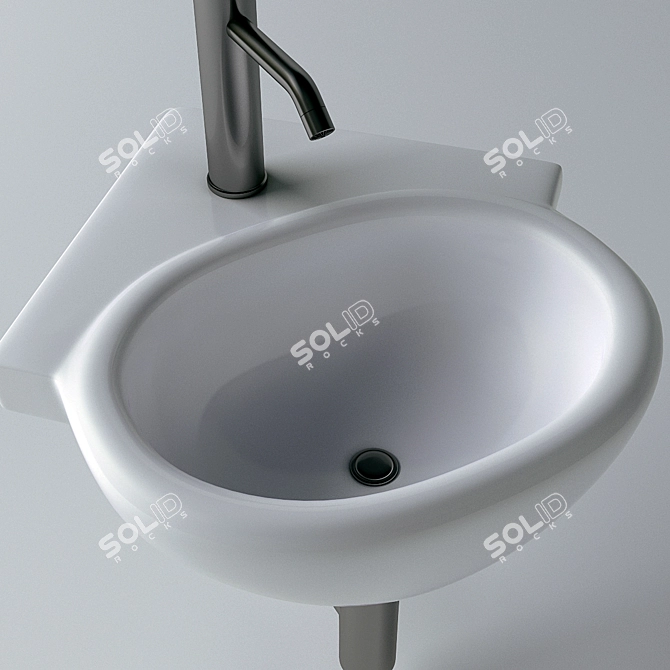 Compact Square Wash Basin - 35x35cm 3D model image 2