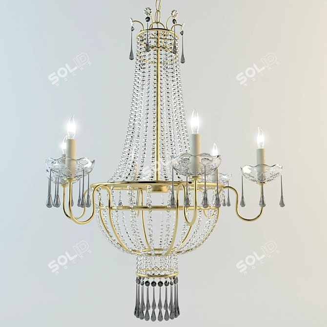 Antique Gold Dutch Chandelier 3D model image 1