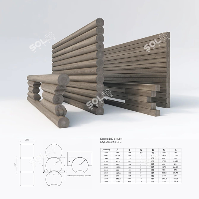 Title: Log & Lumber Walls 3D model image 1