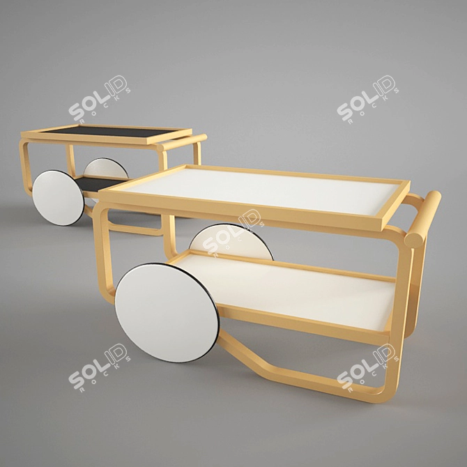  Alvar Aalto Vintage Tea Trolley 3D model image 1