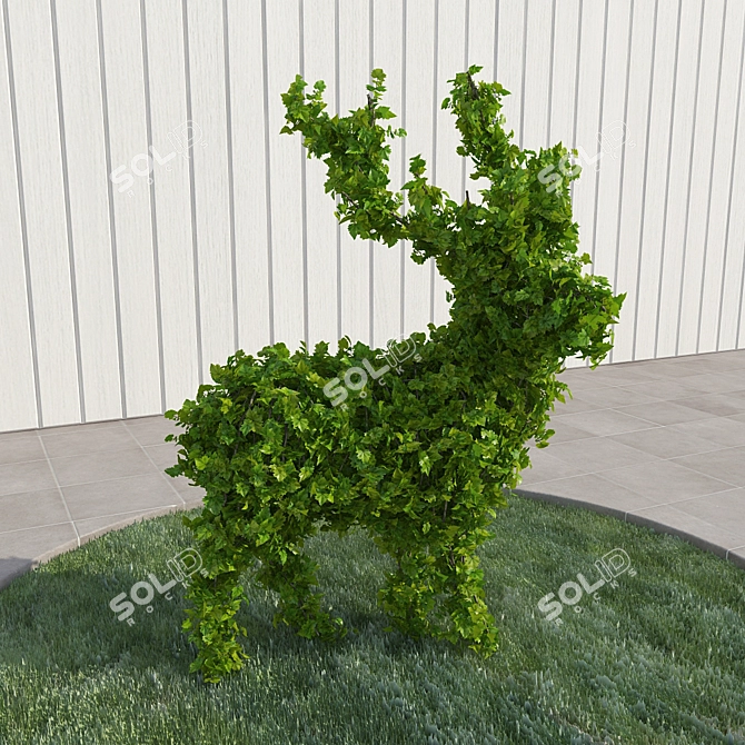 Deer in Bush: A Natural Delight 3D model image 1