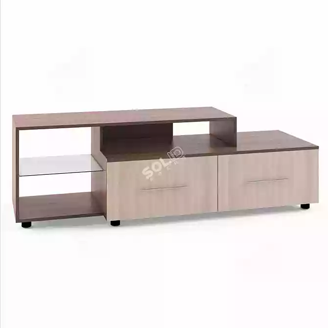 Sleek Glass TV Stand 3D model image 1