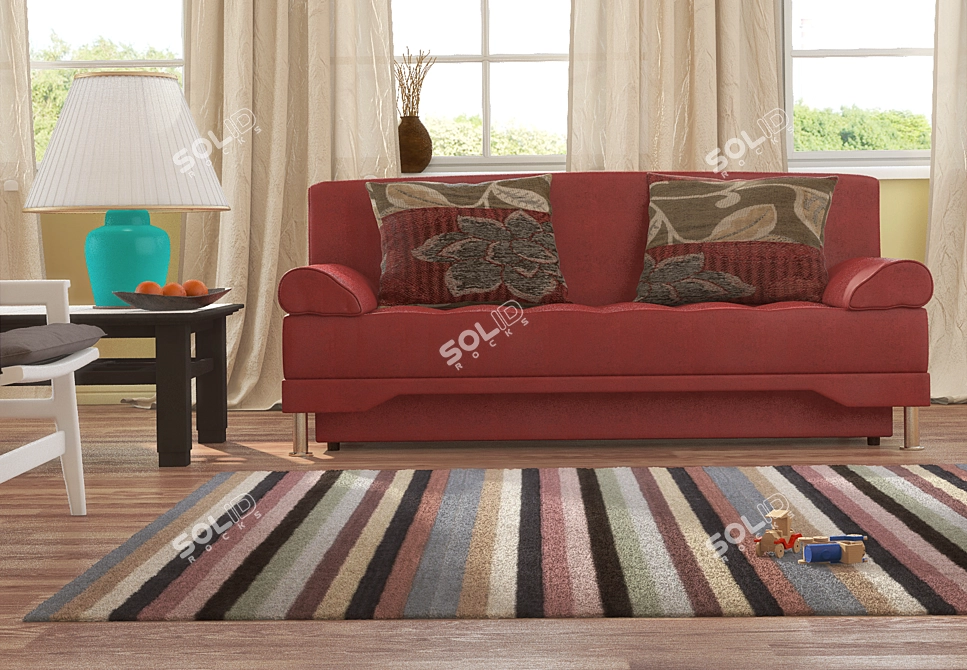 Lolita" Red Velvet Sofa 3D model image 2