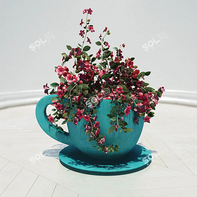 Blooming Beauties: Vase & Cup Flower Pots 3D model image 2