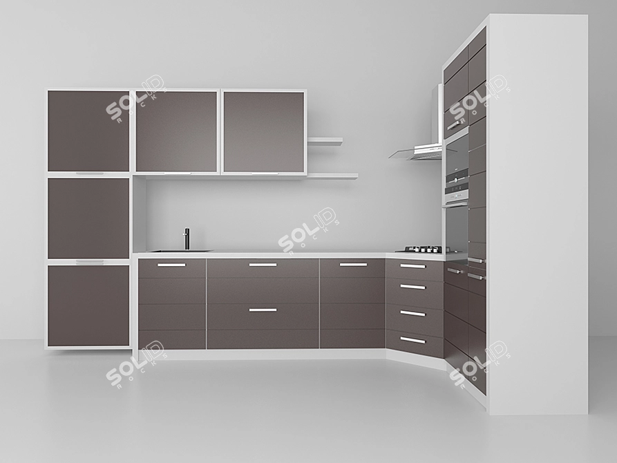 Sleek Kitchen with Modern Appliances 3D model image 2