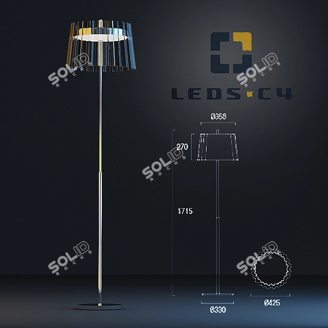 Modern LEDS.C4 IRIS Floor Lamp 3D model image 2