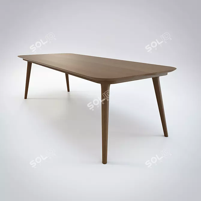 Sleek Wood Zio Dining Table 3D model image 1