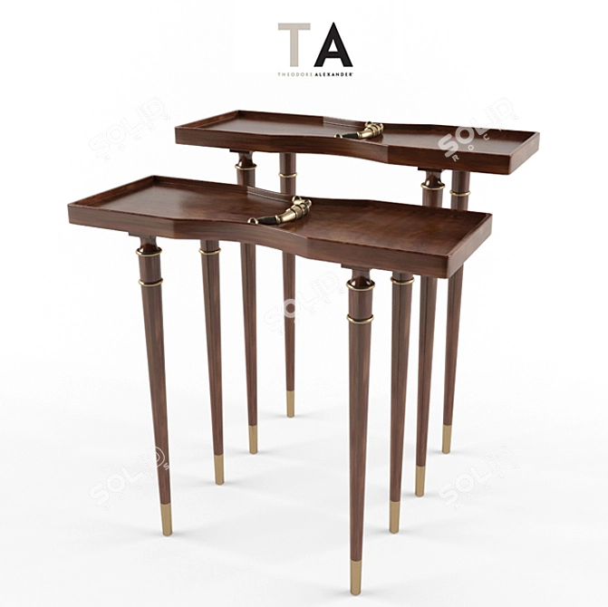 Elegant Mahogany Accent Tables 3D model image 1