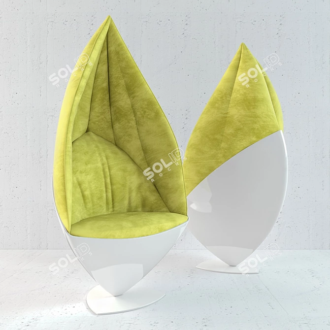 Leafy Bliss: Organic Leaf-Shaped Lounge Chair 3D model image 1