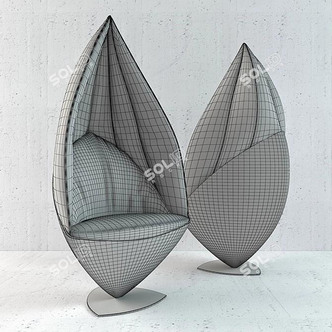 Leafy Bliss: Organic Leaf-Shaped Lounge Chair 3D model image 3