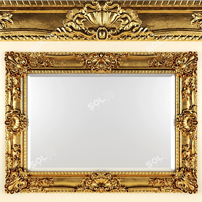 Title: Luxury Baroque Gold Mirror 3D model image 1