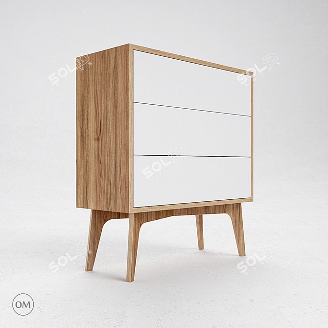 D1 Oak Veneer Commode 3D model image 1