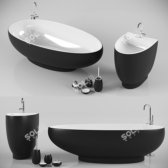 Modern Bathroom Set: Elegant and Minimalistic 3D model image 1