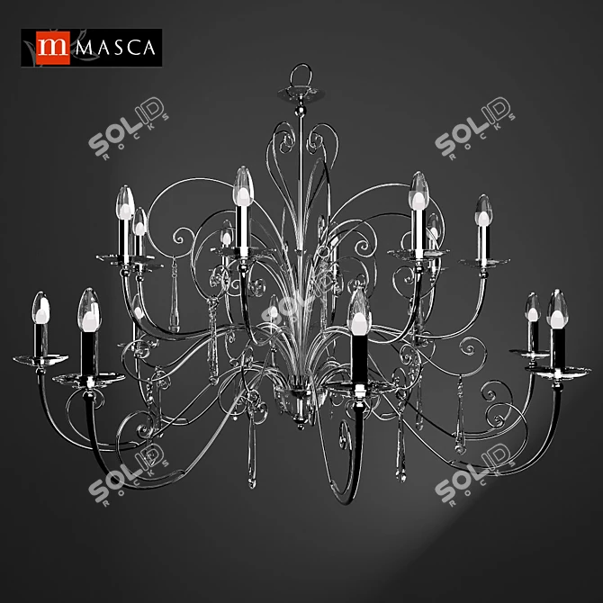 Italian Masca Damasco Argento Chandelier 3D model image 1