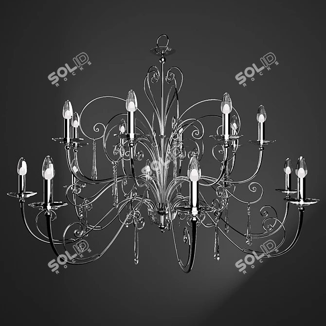 Italian Masca Damasco Argento Chandelier 3D model image 2