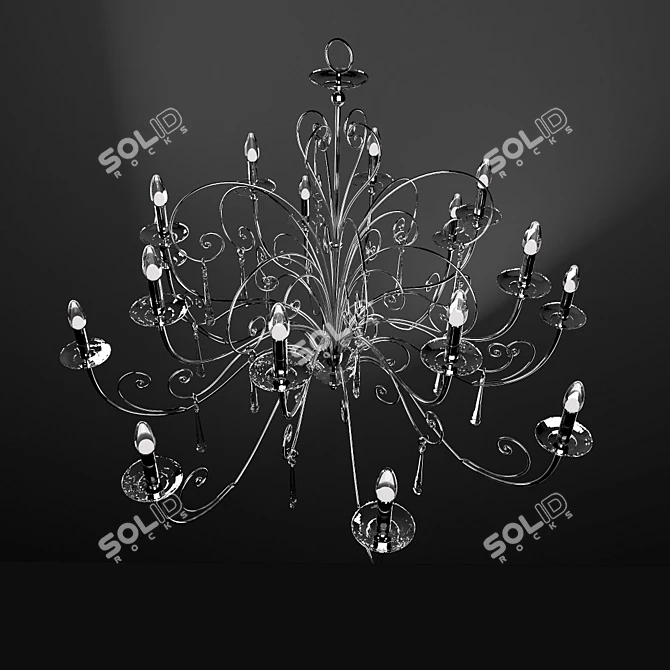 Italian Masca Damasco Argento Chandelier 3D model image 3