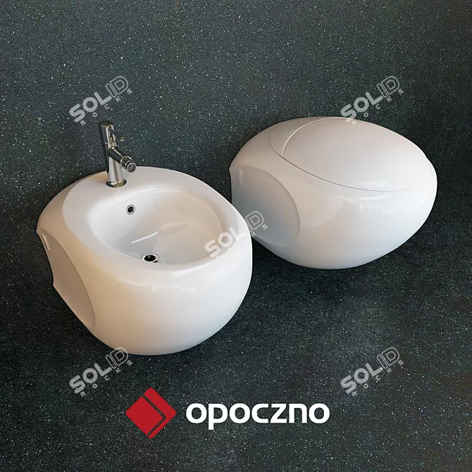 Opoczno Bilbao Toilet and Bidet Set 3D model image 1