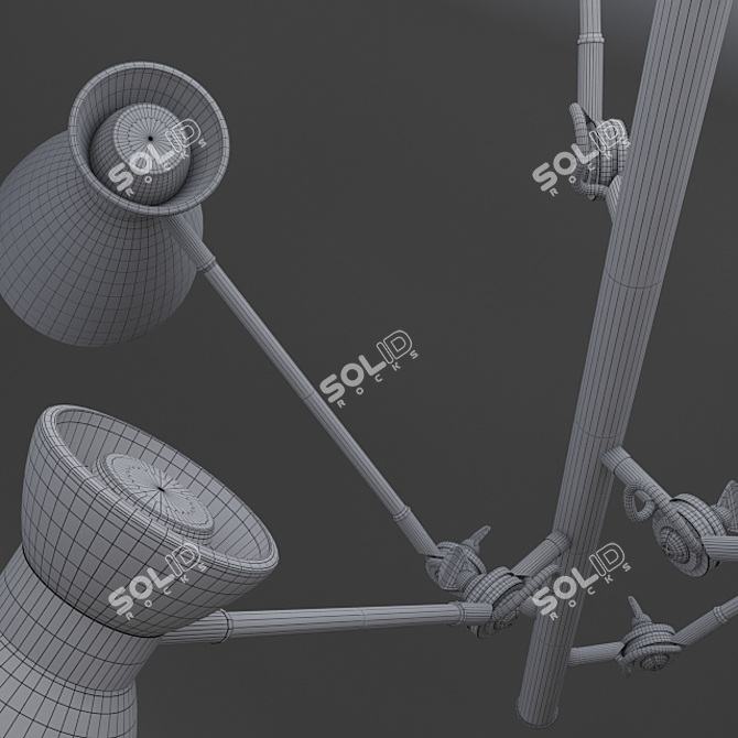 Vintage Red Ceiling Lamp - 5 Light Pendant 3D model image 3