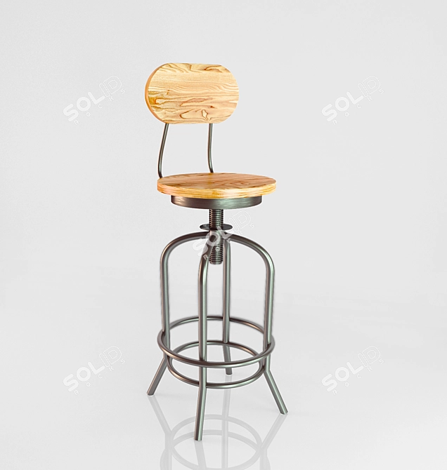 Vintage American Bar Stool 3D model image 1