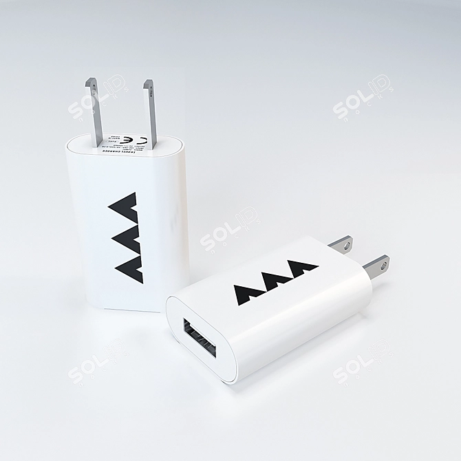 Portable USB Travel Charger 3D model image 1