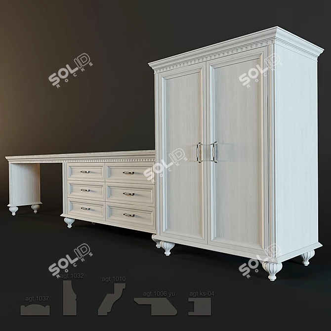 AGT Profile Wardrobe with Chest of Drawers 3D model image 1