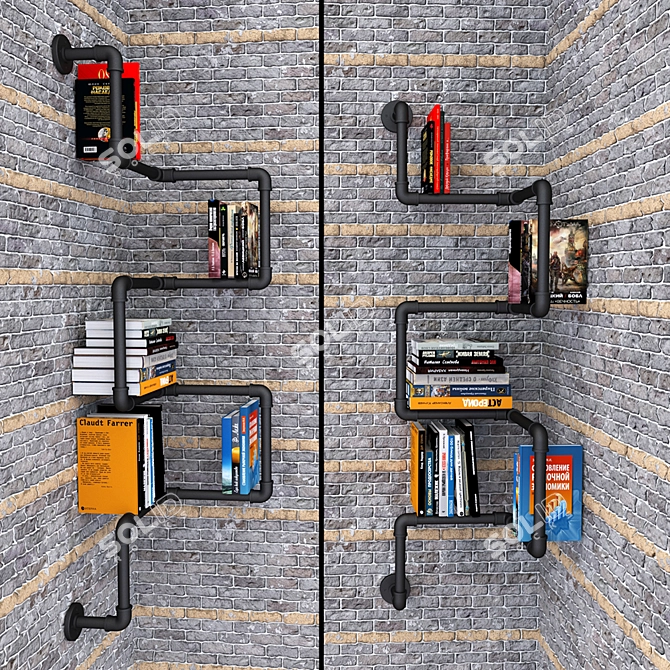 Modern Loft Book Collection & Shelf 3D model image 1