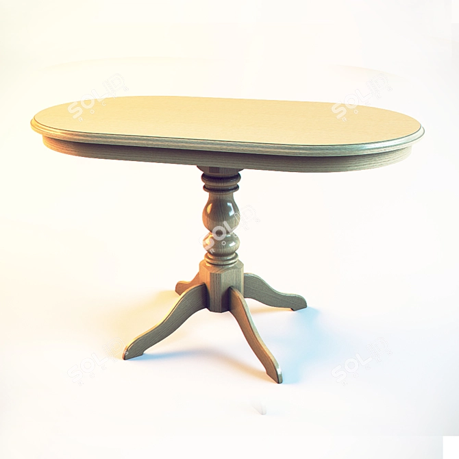 Vintage Oak Dining Table 3D model image 1