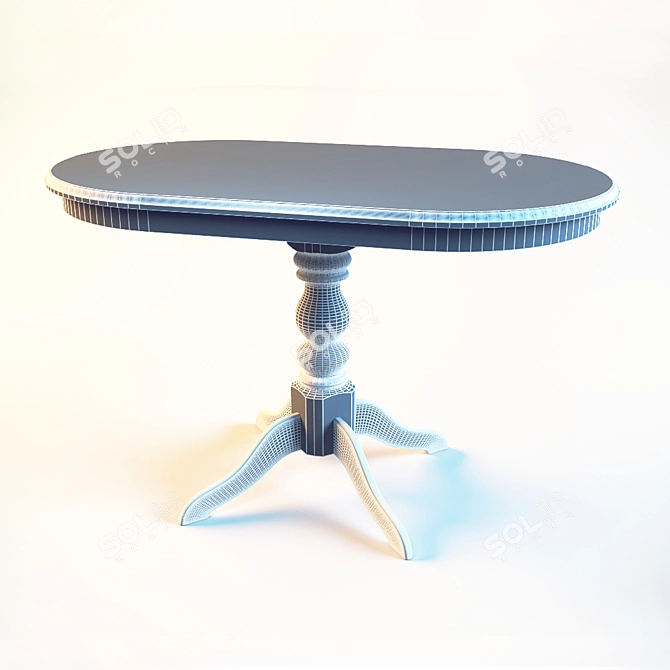 Vintage Oak Dining Table 3D model image 2