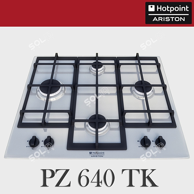 Hotpoint-ariston PZ 640 TK Gas Cooktop: Sleek Design & Versatile Cooking 3D model image 1