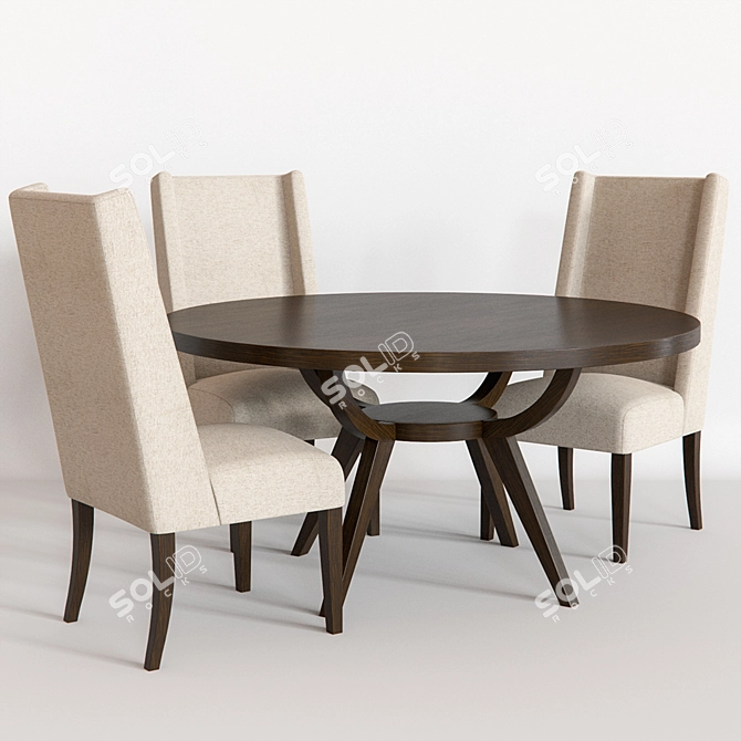 Modern West Elm Dining Set 3D model image 1