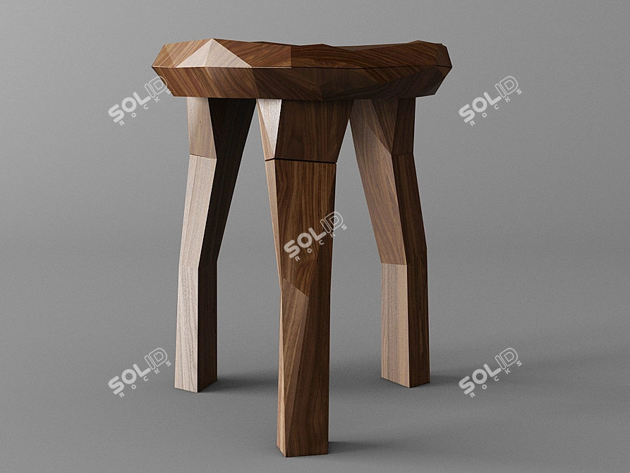 Nikari Stockholm Study - Low Walnut Stool 3D model image 1