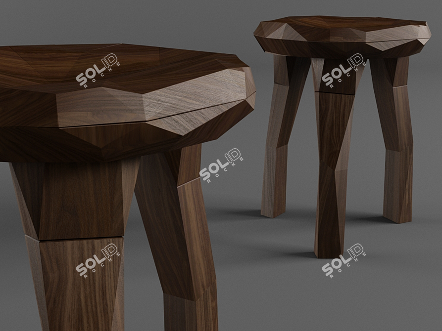 Nikari Stockholm Study - Low Walnut Stool 3D model image 2