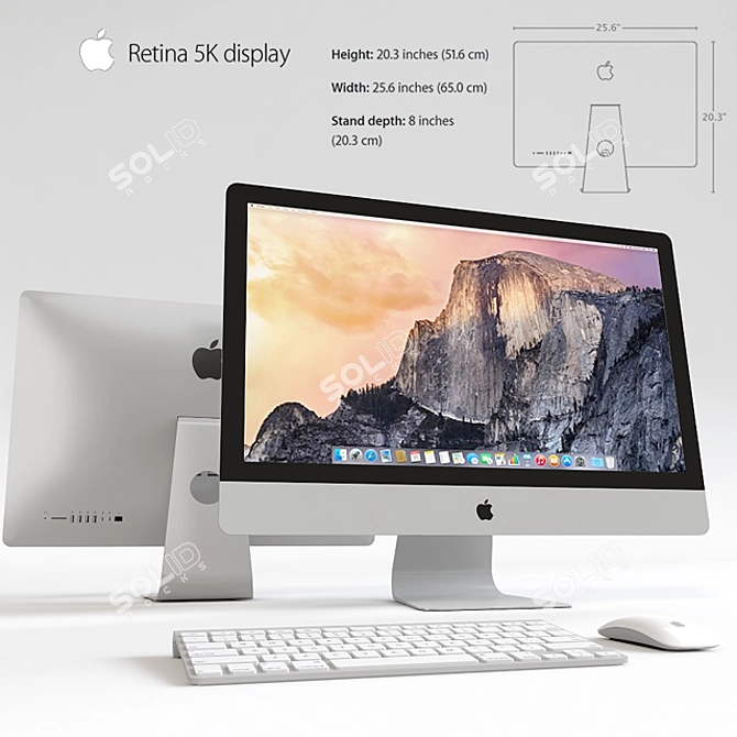 Apple Retina 5K Monitor: Stunning 27-inch Display 3D model image 1