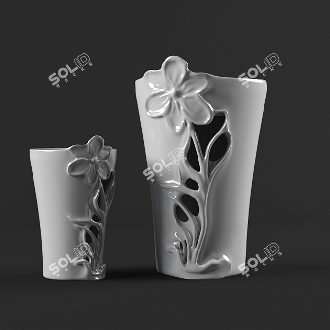 Elegant Blossom Vase 3D model image 1