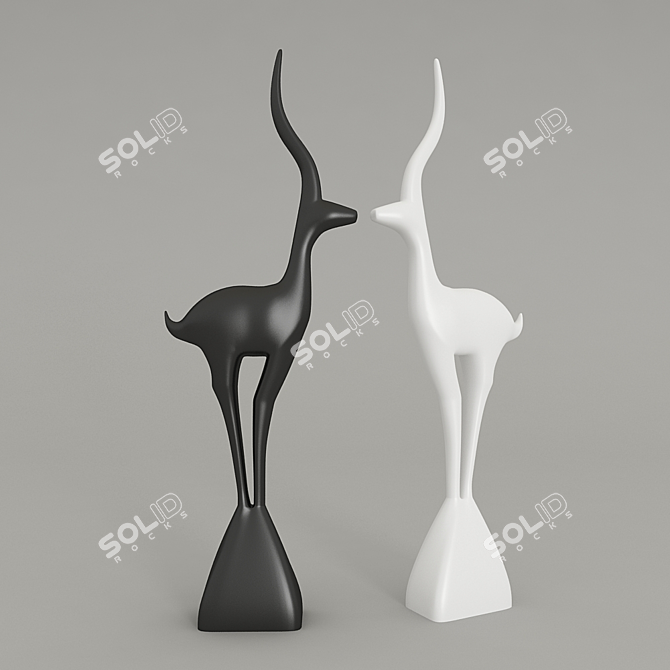 Contemporary Deer Sculpture 3D model image 1