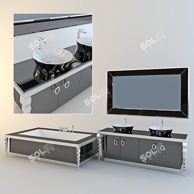 Luxury Portorose Bathroom Set 3D model image 1