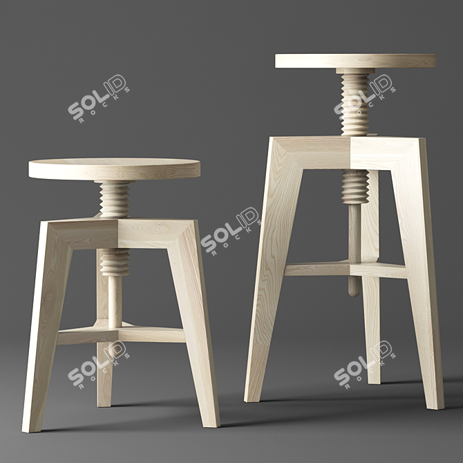 Screw Bench: Walnut and Ash 3D model image 2