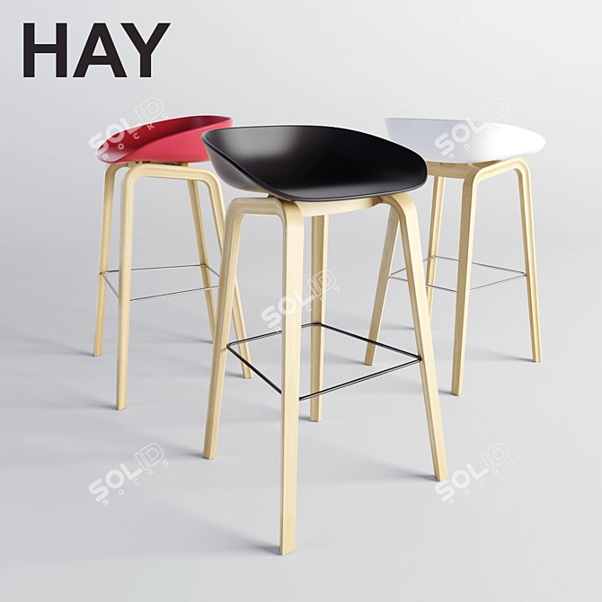 Nordic Style Bar Stool 3D model image 1