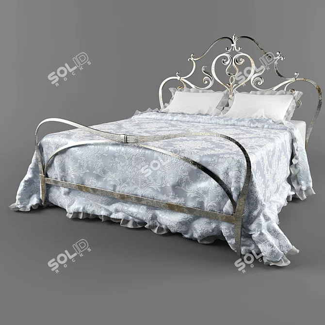 Vintage Rust Metal Bed 3D model image 1