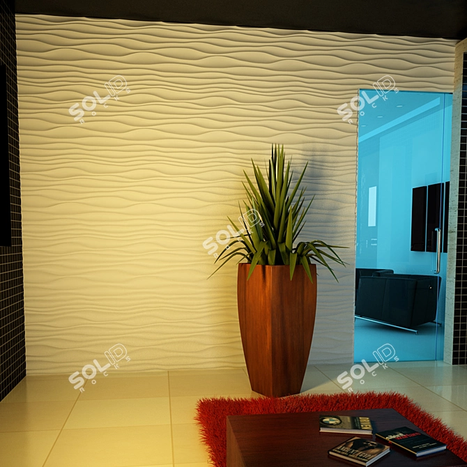 Sculpted Seamless 3D Wall Panel 3D model image 3