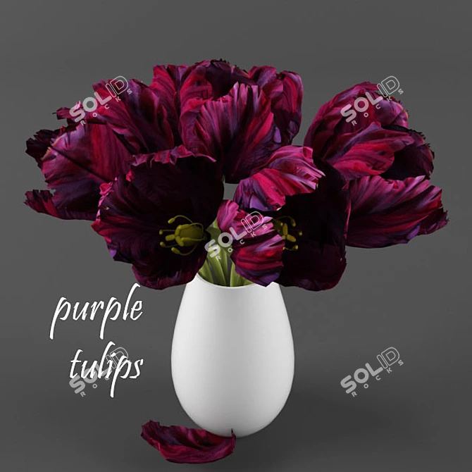 Vibrant Violet Tulips 3D model image 1