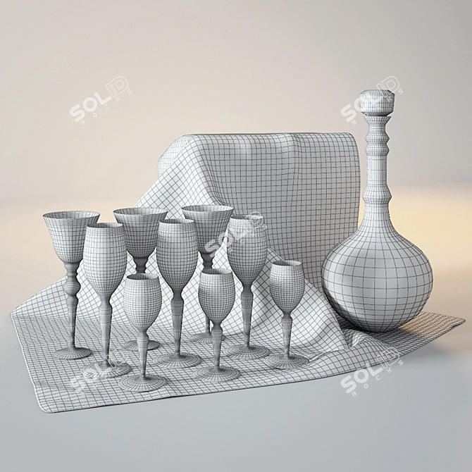 Title: Elegance Collection Glassware Set 3D model image 2
